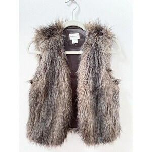 Club Monaco Brown Faux Fur Vest Small Women's Lined Retail $198